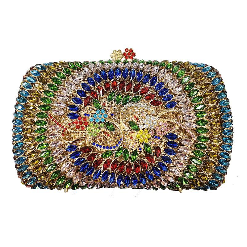 WHTUOHENG Rhinestone Evening Clutch Wedding Bridal Clutches Bags Metallic Green/Blue Diamond Evening Bag Lady Party Dinner Purse