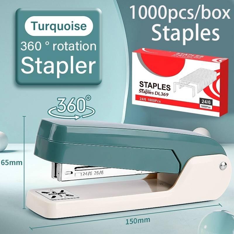 360 Stapler Rotation Heavy Duty Stapler Compatible Effortless Long Paper Swivel Stapler 24/6 Staples