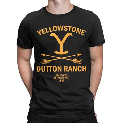 Yellowstone Dutton Ranch Trička Pánská Vintage Bavlněné Tričko Kulatý Výstřih Krátký Rukáv Trička Nápad na Dárek Vrcholy