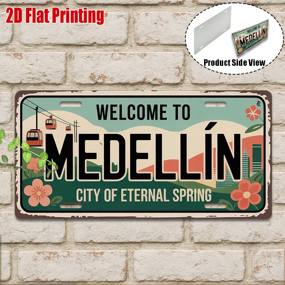 D Flat Pc Vintage Metal Sign for Decorative Purposes Only Outdoor Plaque And Wall Decor Medellin Aluminum Sign Vintage
