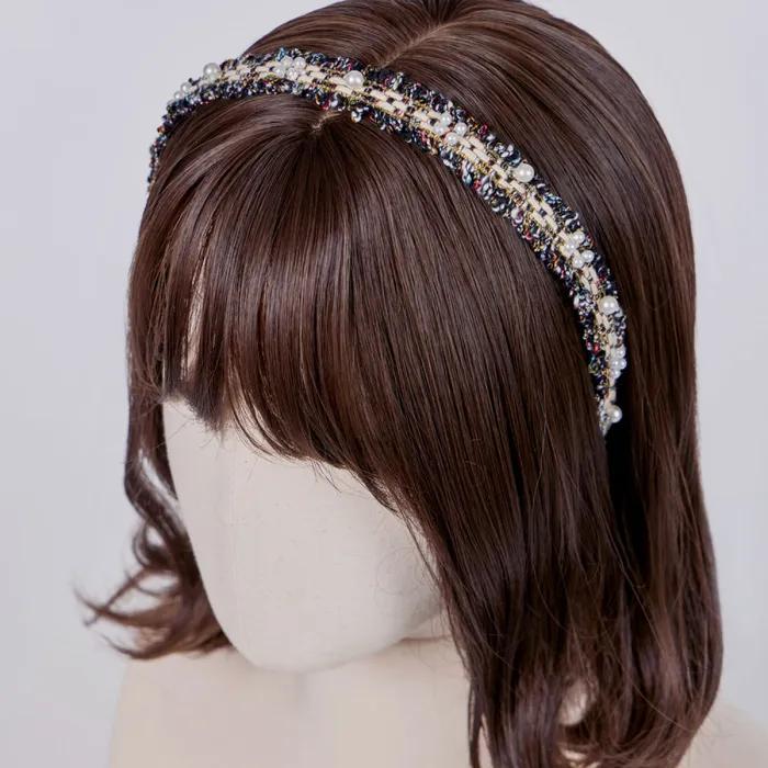 Maia Tweed Pearl Headband P - Black