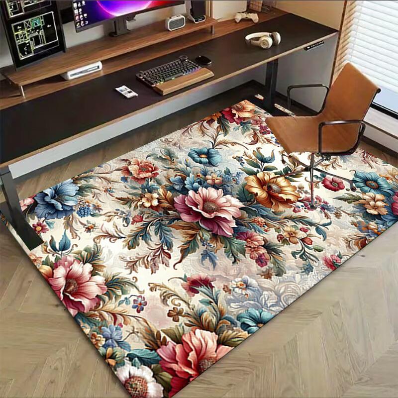 1PC Floral Pattern Extra Large Non Slip Floor carpet, Office, family, bedroom Large Area Rug Indoor Rugs, Vibrant Colors