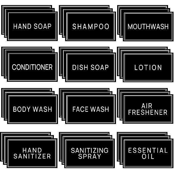 36PCS Bathroom Organizing Labels - Preprinted Waterproof Organization Labels for Glass Plastic Bottles, Hand Soap, Shampoo and Conditioner - Oil