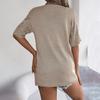 Elegante Damen Strickjacke mit V-Ausschnitt, locker gestrickt, einfarbig kariert, Pullover, Oberteile für Frühling und Sommer