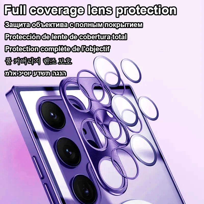 Original Wireless Magnet Plating Cover For Magsafe Case For Samsung Galaxy S24 Ultra S21 S23 Fe S22 Plus Full Camera Protection Case