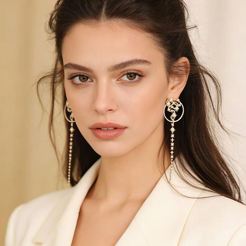 APM Monaco Earrings [Romantic Confession] Long Meteor Intertwined, Bright, Elegant, Exquisite and Fashionable, Synthetic Cubic Zirconia YE14556OX