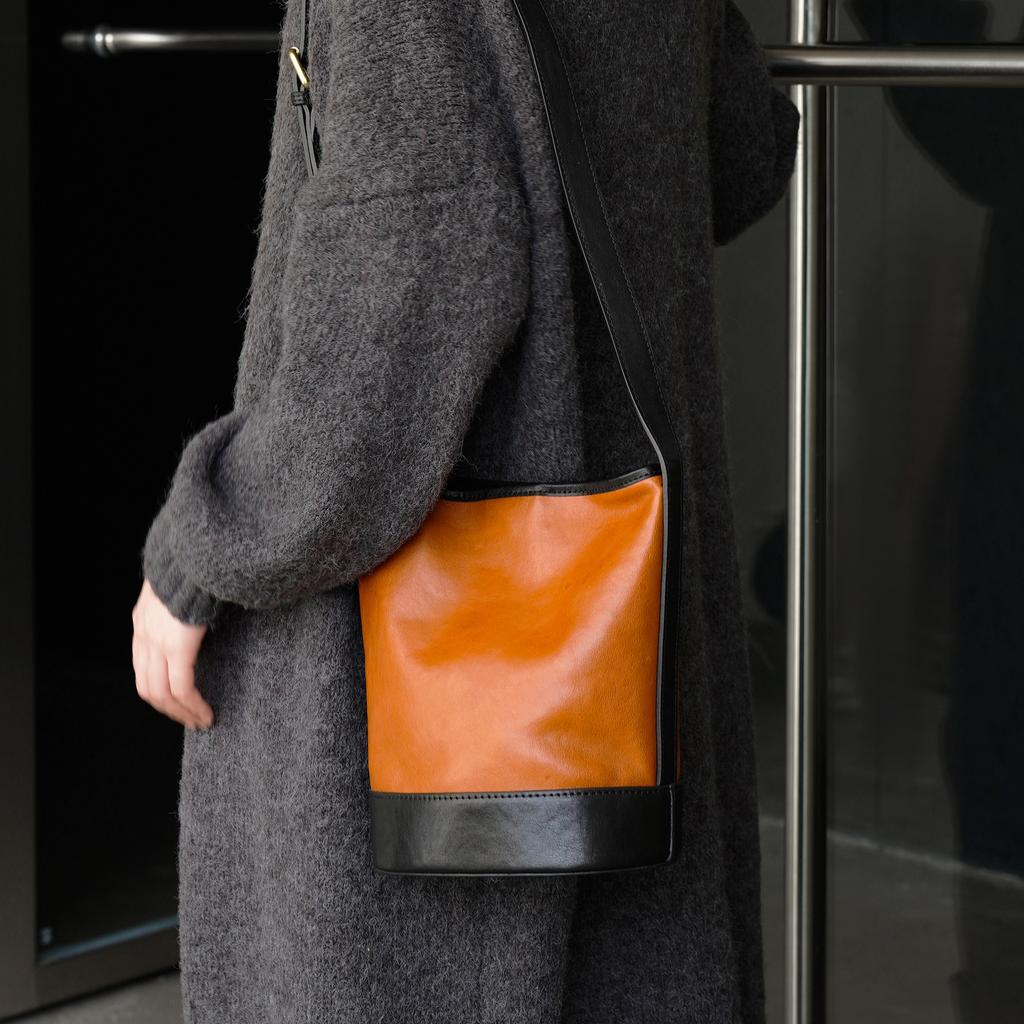 Bucket Bag, Genuine Leather Women's Bag, High-end Bag, Casual Commuting Single-shoulder Bag, Crossbody Bag