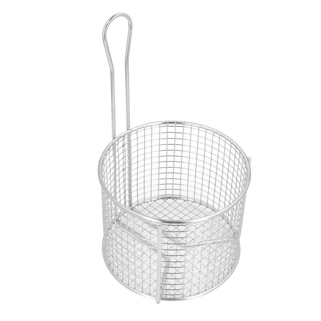 Stainless Steel Fry Basket Reusable Round French Fry Chip Fry Basket with Handle for Frying Serving Food
