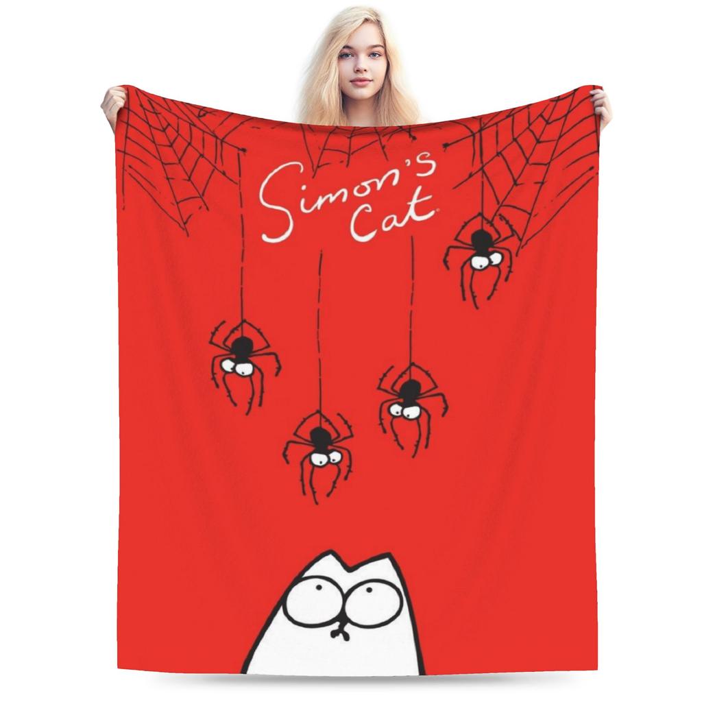 Comfortable Simons Cartoon Cat Cats Blanket Stuff Bed Decorative Throw Blanket Soft Flannel for Bedroom