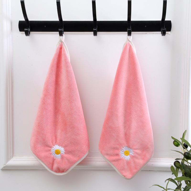 1Pc 30x30cm Microfiber Square Towel Soft Water Absorption Hanging Embroidery Gift Children's Handkerchief Wash Face Cloth