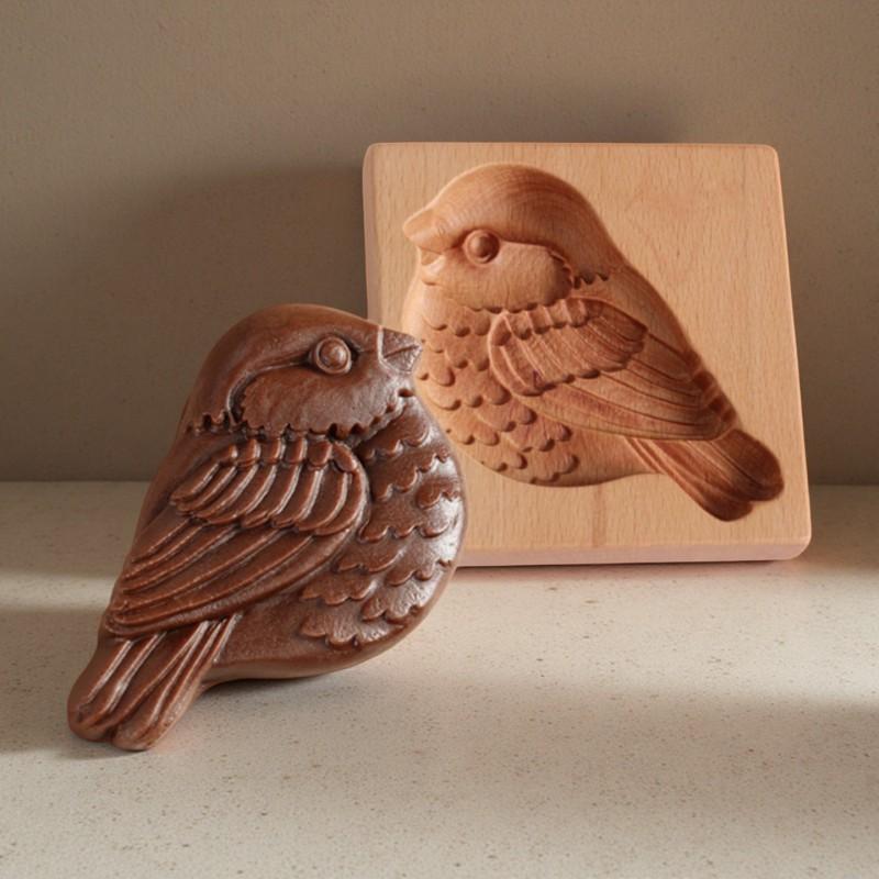 Wooden Cookie Cutter Biscuit Mold Beige Wood Pastry Stamp Baking