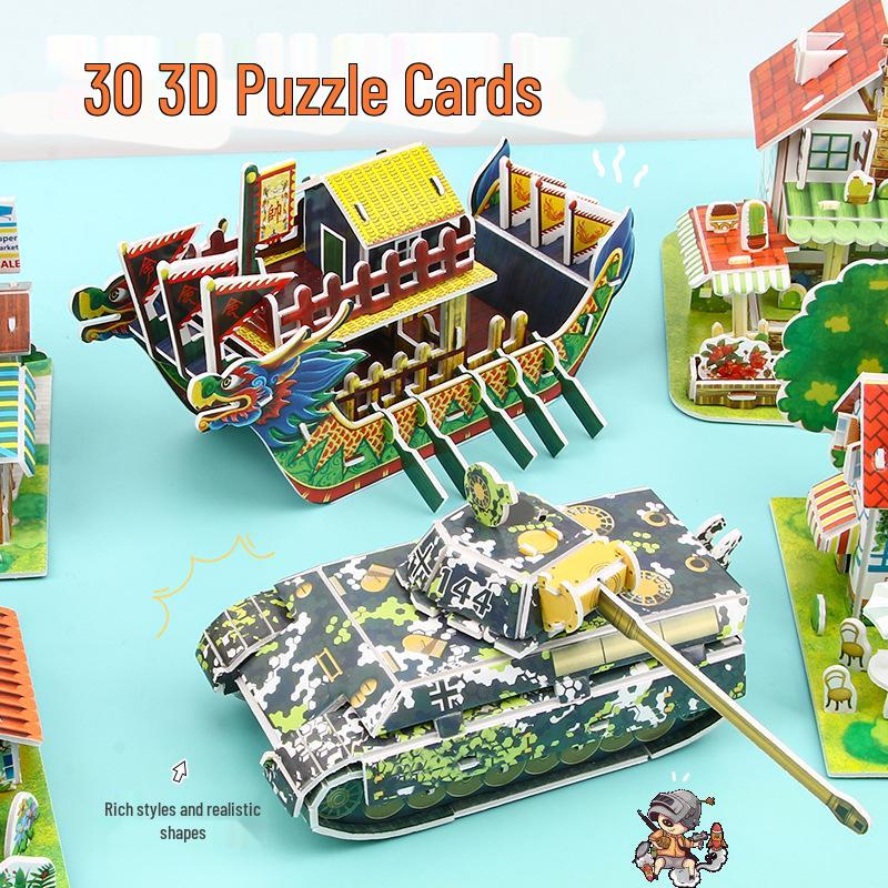 3D Stereo DIY Paper Puzzle - Handmade Small House Toy for Children Aged 3-6.