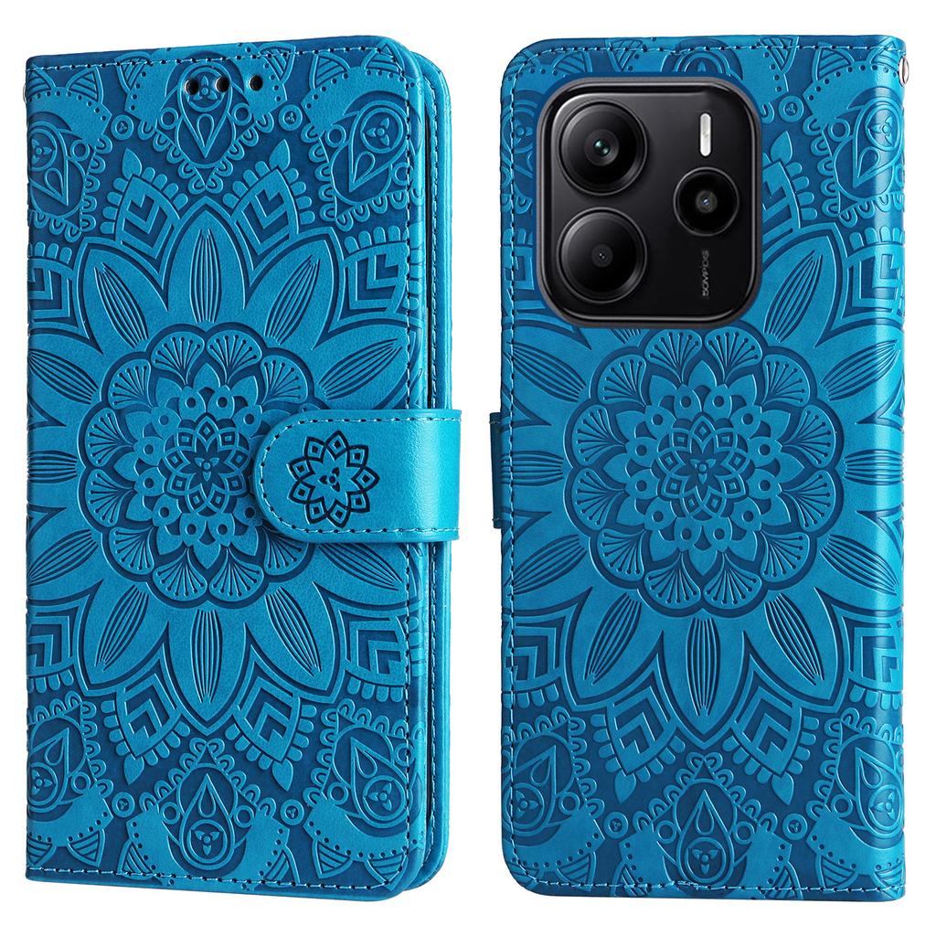For Xiaomi Redmi Note 14 4G (163.25x76.55x8.16mm) Case Sunflower Imprint Leather Wallet Phone Cover