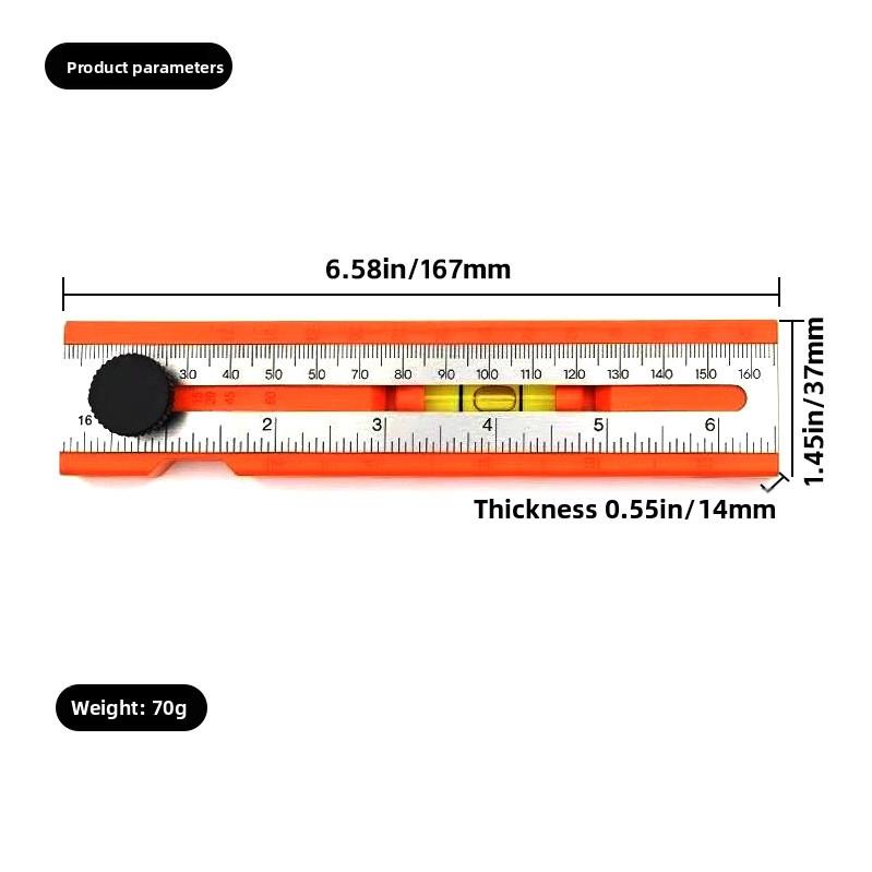 

Multi functional and multi angle positioning ruler parallel marking woodworking ruler leveling and adjusting azimuth level ruler