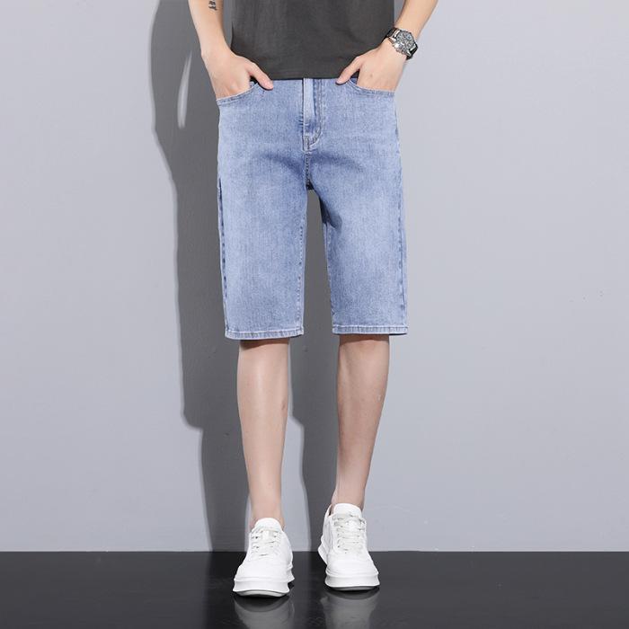 

New Summer Men s Denim Cropped Pants Casual Shorts High Waist Mid-trousers 38