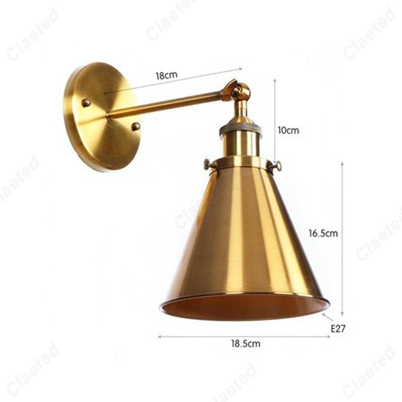 LED Minimalist Retro Gold E27 Wall Lamp Bedroom Bedside Lamp Home Dining Hall Corridor Staircase Decoration Lighting Fixture