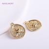 Trendy 14K Gold Plated Irregular Rose Charms High Quality Brass Metal Coin Pendants DIY Jewelry Materials Wholesale