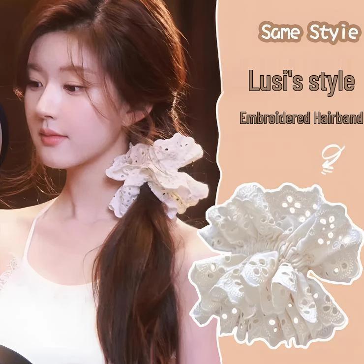 Zhao Lusi Korean-Style Large Intestine Hair Scrunchie - High-End College-Style Sweet Women's Hair Tie