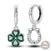 New 925 Silver Chameleon Unicorn Cute Stud Earrings Zircon Blue Eyes Flower Small Earrings For Women Girls Lovely Jewelry Gift