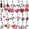 Red Color Series Charms Beads Copper Blood Heart Love Car Strawberry Fruit Dangle Fit Original Bangle Bracelet Diy Jewelry