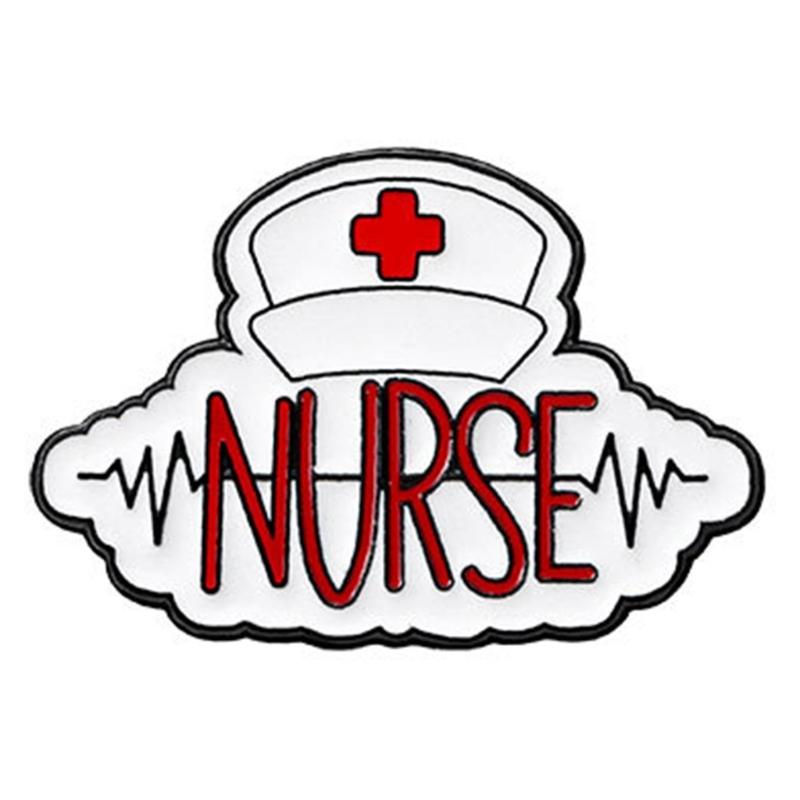 A52E Alloy Enamel Pin Gift for Nurse Doctor Hospital Brooch English Letter Corsage