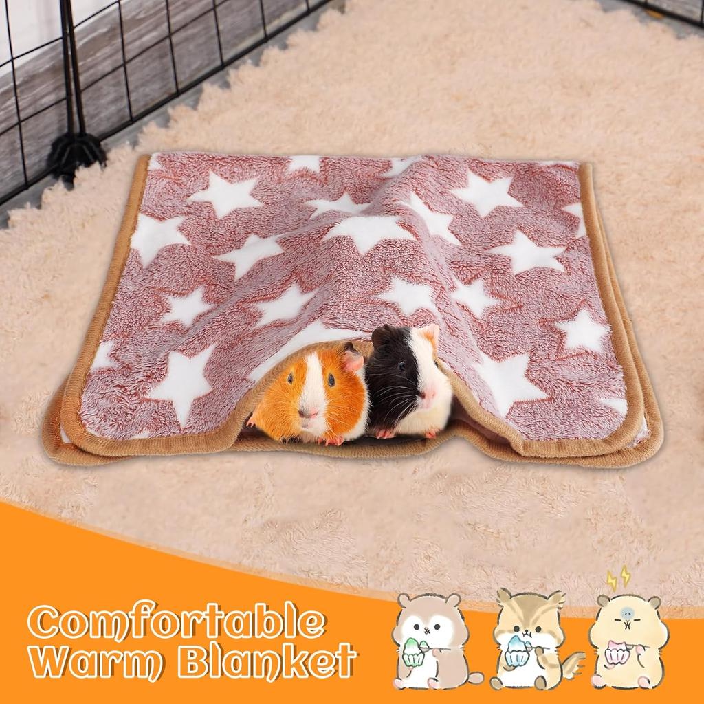 Guinea Pig Blanket, 2 Pack Warm Soft Coral Fleece Small Animal Blankets Washable Pet Cage Liners Sleep Mat Pad Cover for Rabbit Hamster Dog Cat