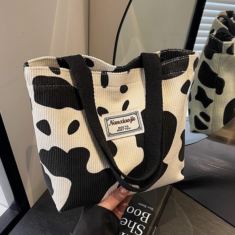 Korean Minimalist Literary Aesthetic Tote Bag Large Capacity Single Shoulder Handbag Fashion Student School Office Commuter Bag for Women