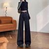 Women's 2025 High-Waisted Ripped Wide-Leg Jeans - Spring/Autumn Thin Style, Loose Petite Fit, Straight Narrow-Leg.