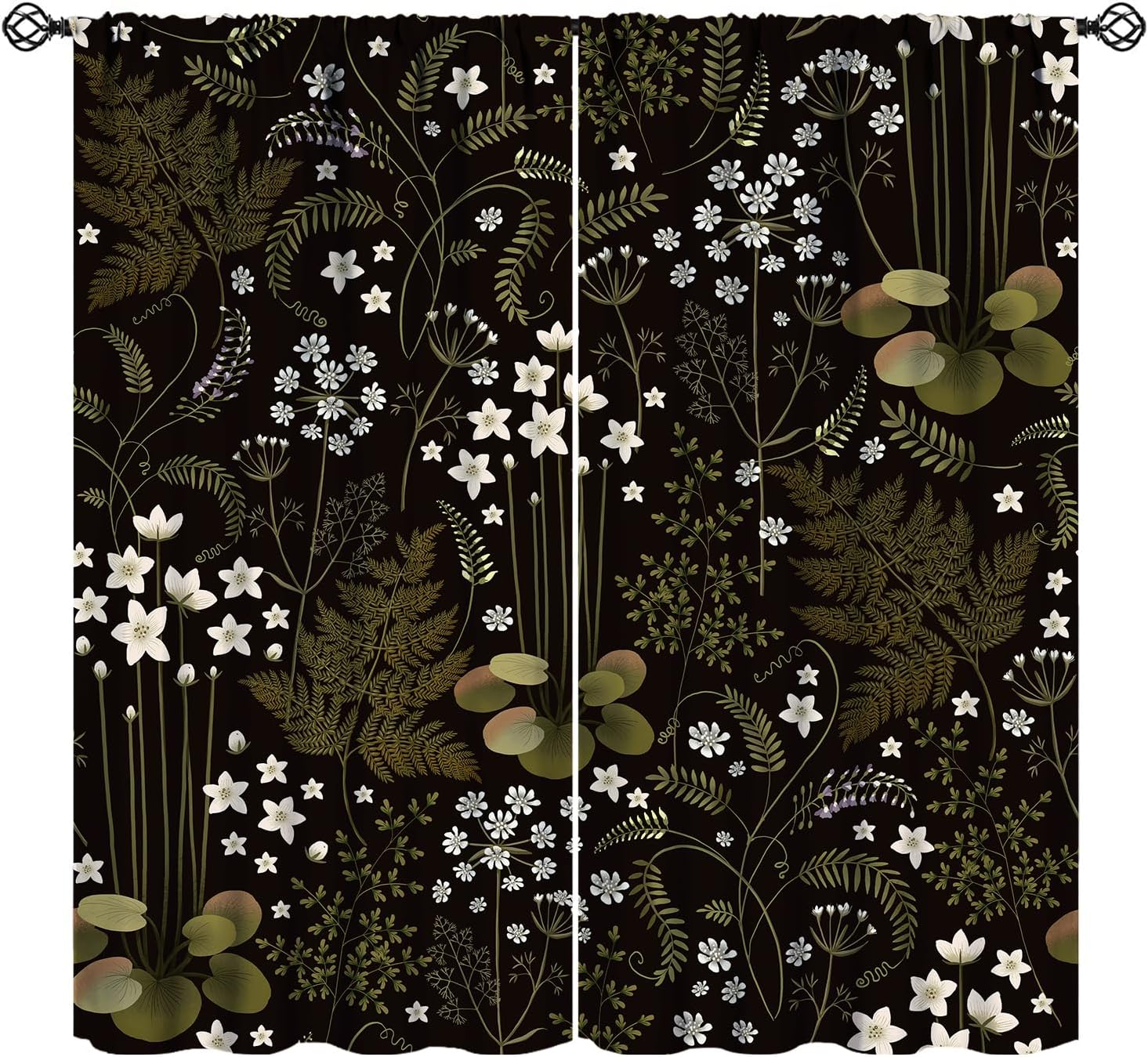 Rustic Forest Blackout Curta Fairy Tale Forest Land Wild Animals Moths And Flowers Moon Star Background Suitable Farmhouse 53x116CM-2PC