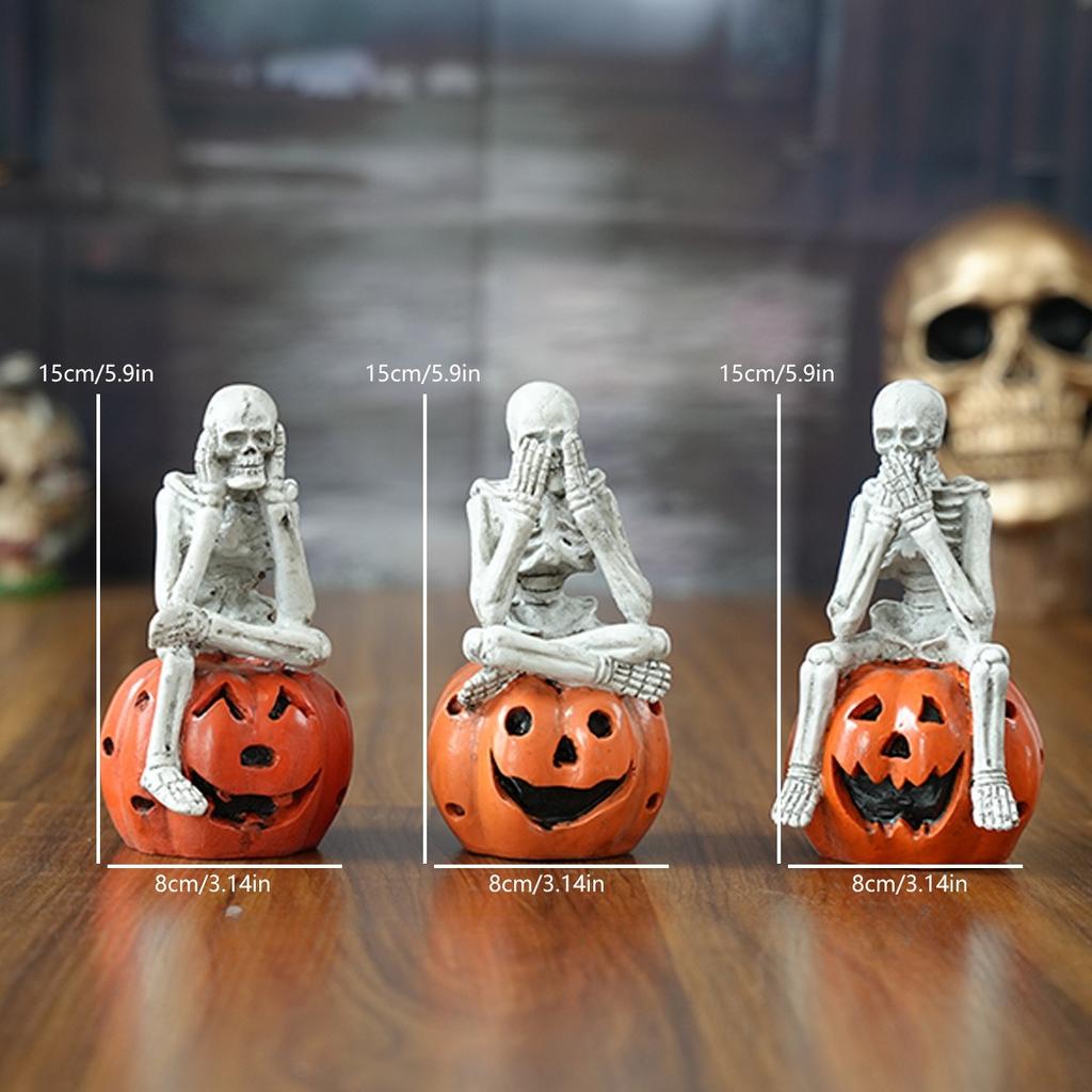 Skelett Kürbis Geist Form Verzierungen Halloween Haus Schreibtisch Dekoration Drei Nicht Skelett Harz Verzierungen Atmosphäre Dekoration
