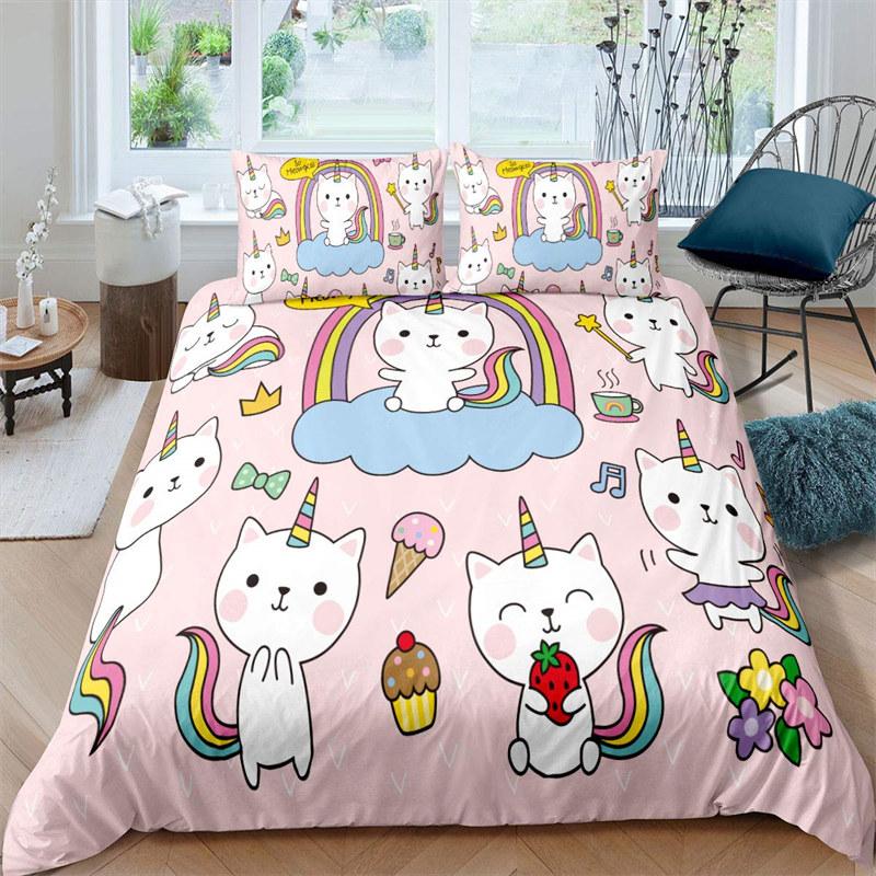 Cute Pet Cat Bedding Set Animal Kawaii Duvet Cover for Kids Bedroom 3D Quilt Double Bed 240x220 Queen King Size Soft Bed Linens