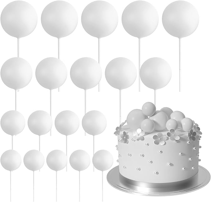 20 Pcs Ball Cake Topper Decorations Mini Balloons cake Topper Sticks Decorations for Wedding Birthday Cake Decorations