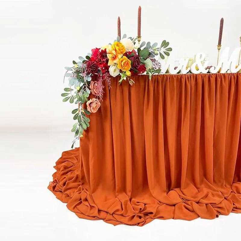Chiffon Table Skirt Wedding Christmas Tablecloth Sheer Fabric for Sweetheart Table Birthday Party Cake Table Baby Shower Decor