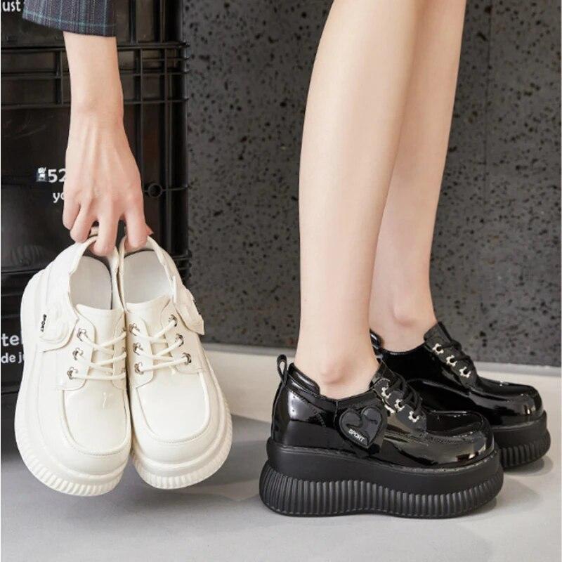 Fujin 9CM Patent Microfiber Wedge Ankle Booties Cushioned Fashion Autumn Pumps High Brand Leather Spring Women Platform Shoes