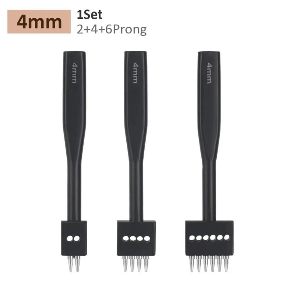 

Professional 4/5/6mm Spacing Punch Kit 2/4/6 Holes Stitching Tool for Leather Canvas Bag Making Silent Mute Design