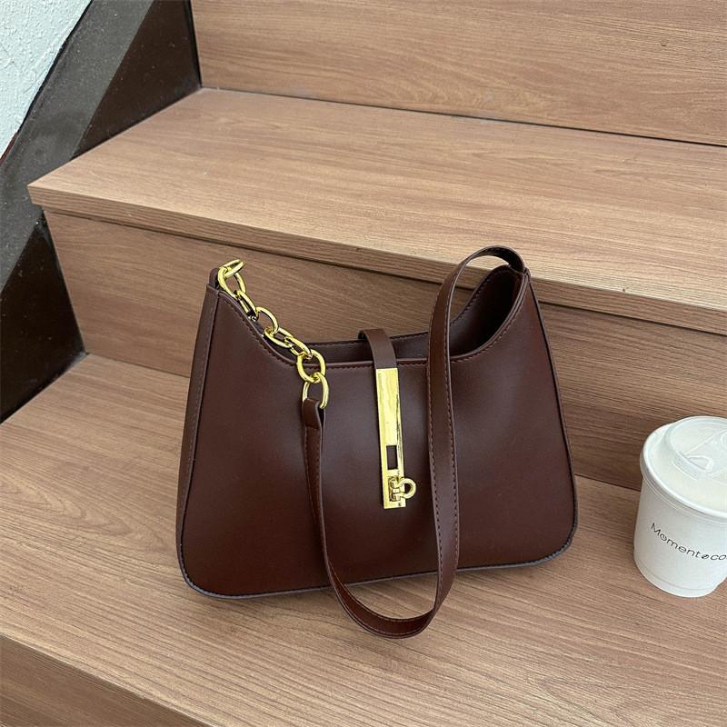 Trendy 2023 Winter New Pure Color Pu Underarm Bag French Style Shoulder Bag For Women