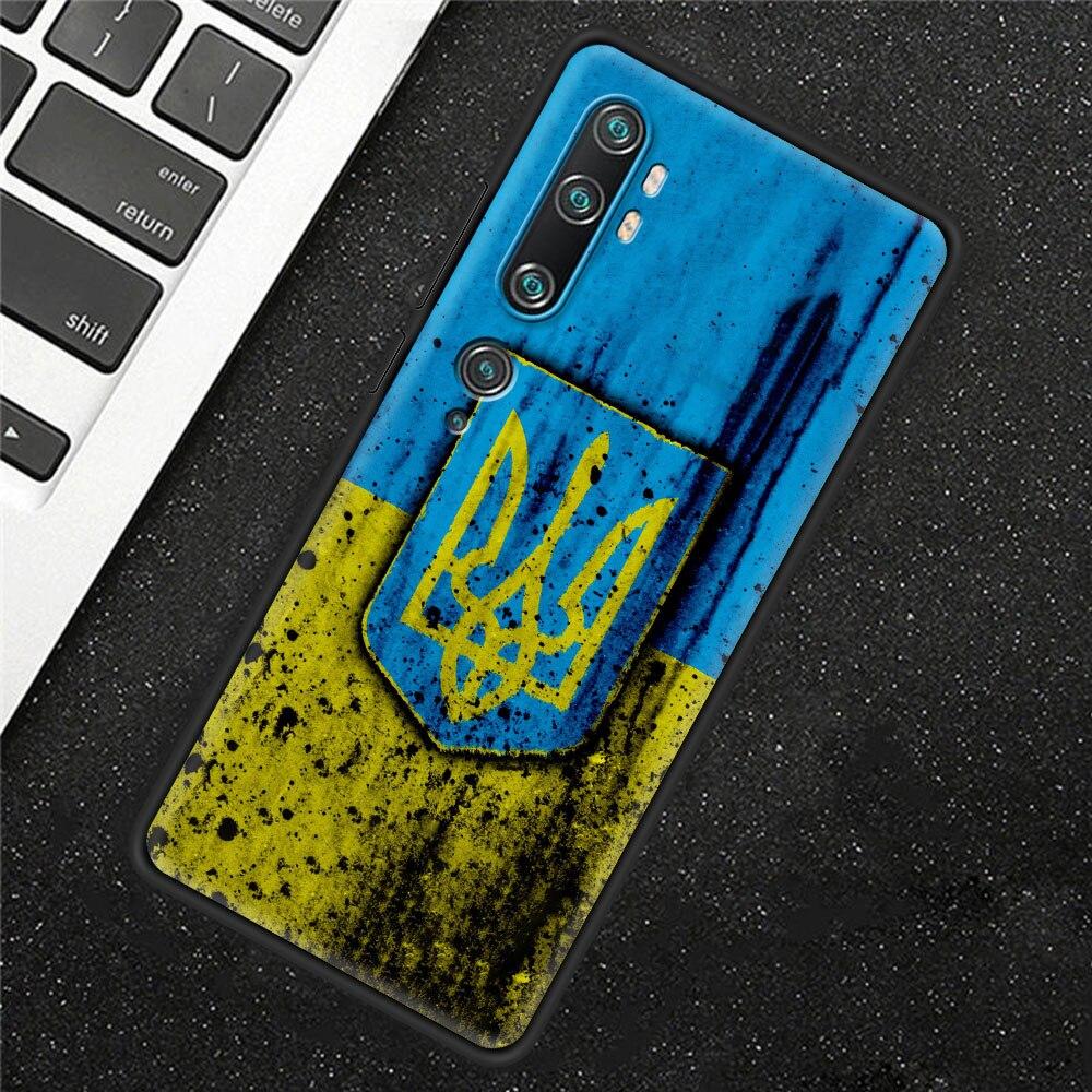 Ukraine Flag Painted Bling Case For Xiaomi Mi Poco X3 NFC M3 Pro Note 10 Lite 11 10T Pro 5G 9T Silicone Phone Coque Black Cover