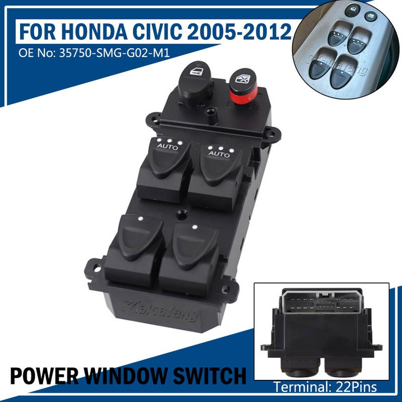 Dual Automatic Window Lifter switch driver s side For Honda Civic 2005-2012 35750-SMG-G02-M1 35750SMGG02M1