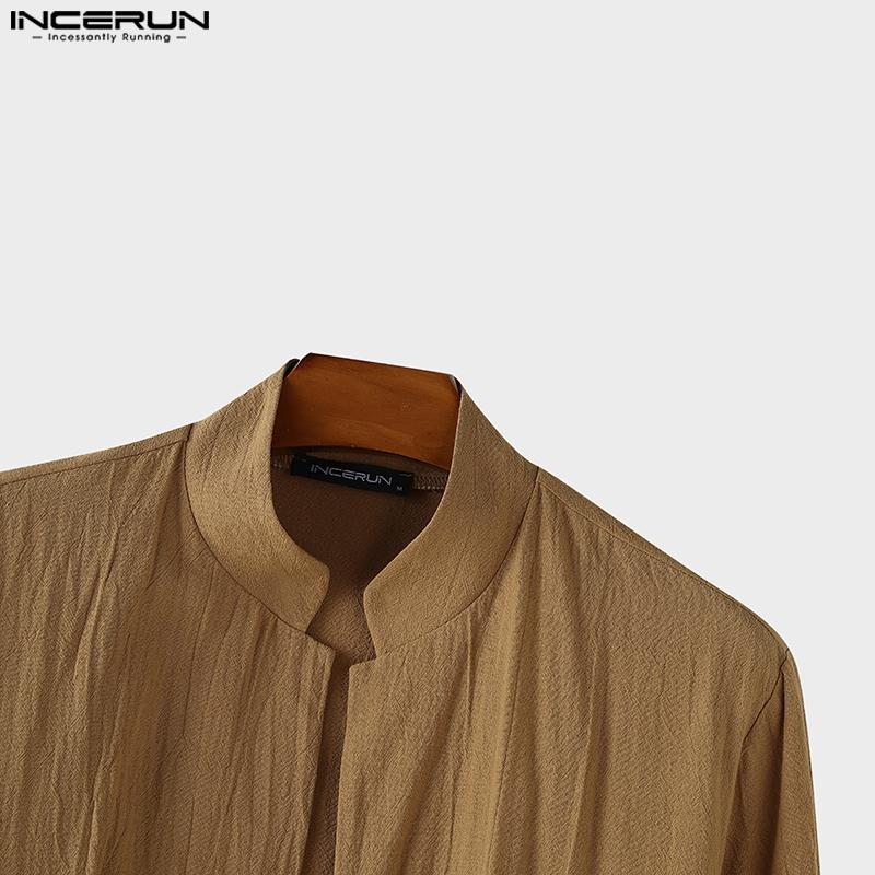 INCERUN Vintage Herren Langarm Offene Vorderseite Lässige Lange Strickjacke Oberteile