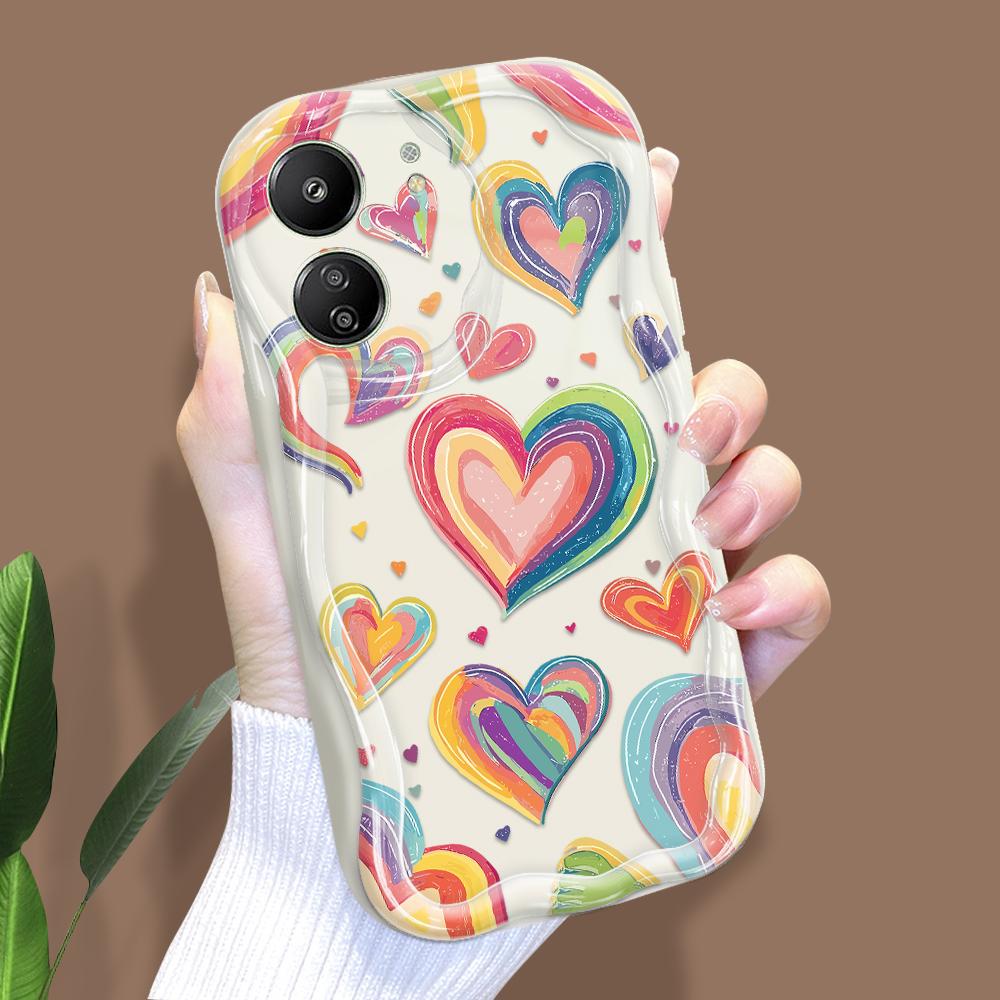 Carcasă cu textura cremă cu model de desene animate cu margine ondulată Husă din silicon moale pentru telefon pentru Xiaomi Redmi