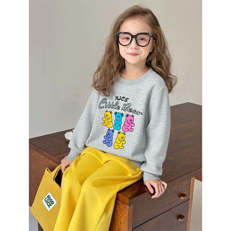 Brand Export Children's Clothing Autumn and Winter New Children's Sports Sweatshirt with Fleece Round Neck Bear Print Baby Girl Clothes