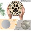 2D Flat 1pc, 8x8 In Round Aluminum Metal Art Logo, Dog Paw Print Slogan Pet Dog Paw Home Decoration Theme, Durable, Pre-Drilled, High Quality