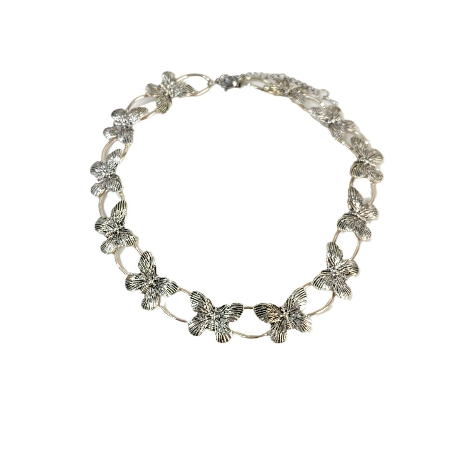Retro and old metal butterfly collarbone chain niche simple and cold high-end sense versatile temperament women high-end necklace women