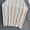 Pure Desire Top Women's Heavy Industry Beads Slim-fitting Short Sexy Off-the-shoulder Neck Sling Vest Women's Versatile Knitted Sweater Tide