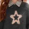 UNIFREE Women's Mohair Star Jacquard Pullover Sweater