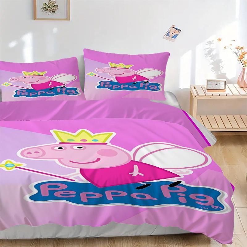

3pcs Peppa Pig Duvet Cover Set, 1 Duvet Cover + 2 Pillowcases (No Insert), High-Definition Print, Home & Dorm Set yy251208028 135x200cm