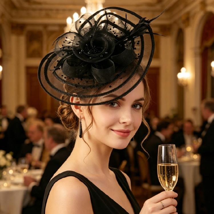 Derby Hat with Hair Clip Fascinator Headpiece For Women Formal Occasion Bridal Accessories Cocktails Party Hair Ornament