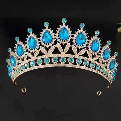 Bridal Crown Baroque Drop Diamond Princess Crown Performance Birthday Tiara Wedding Dress Accessories