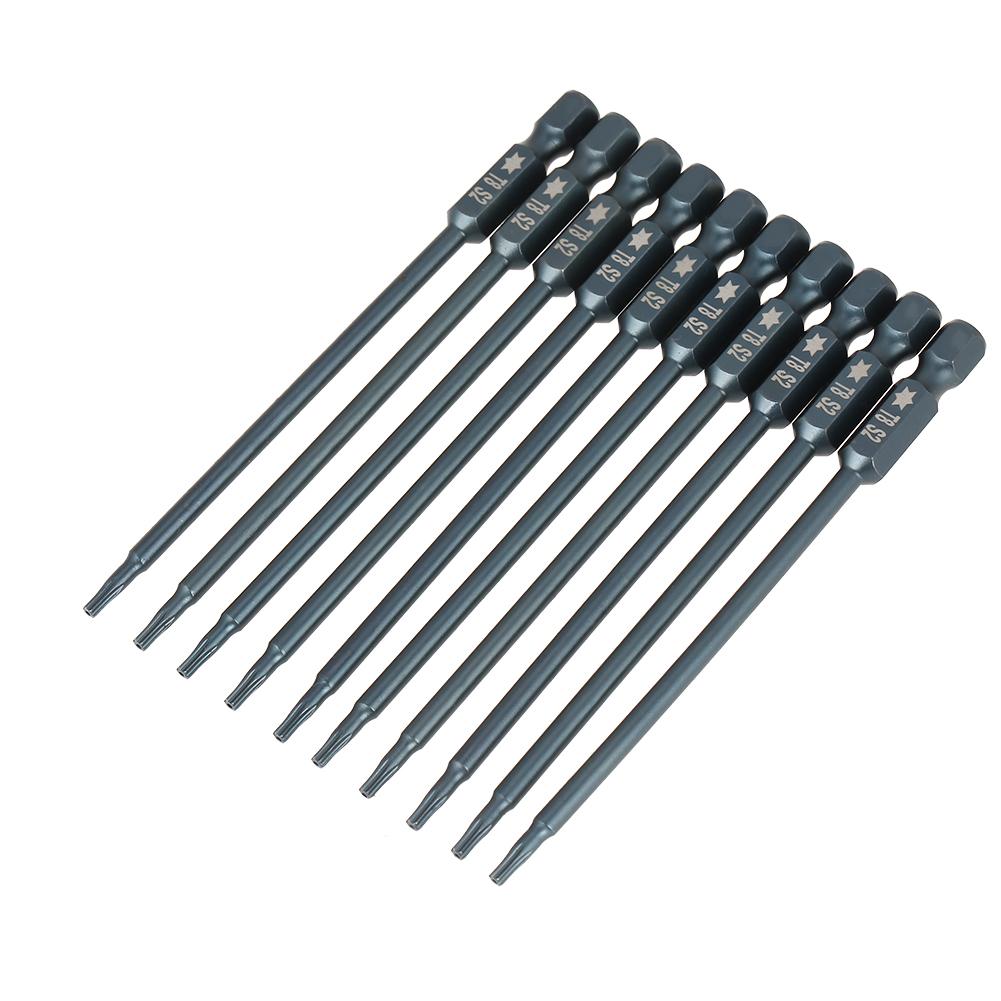 10 Pcs 100mm 14" Hex Shank T8 Magnetic Security Star Head Screwdriver Bits Kit