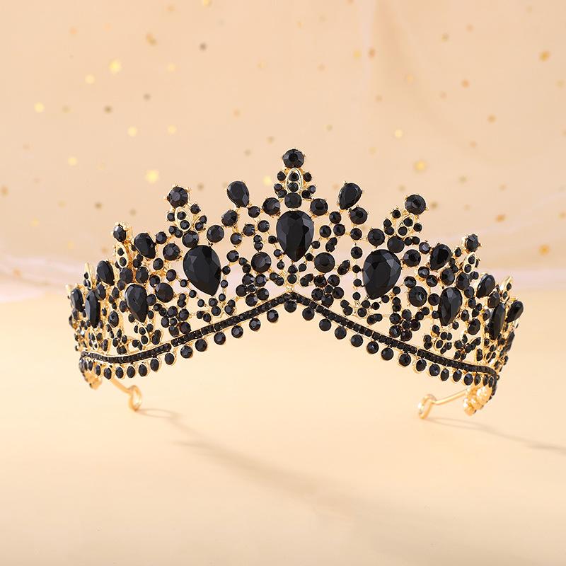 Vintage Baroque Dark Blue Crystal Crown Bridal Hair Accessories Elegant Queen Tiaras Diadem Girls Wedding Dress Headbands